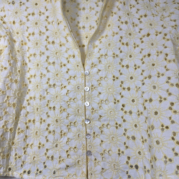 Free People Dream A Little Dream Yellow Eyelet Top Small NWOT - Picture 3 of 10